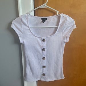 Rue21 White Cropped Shirt